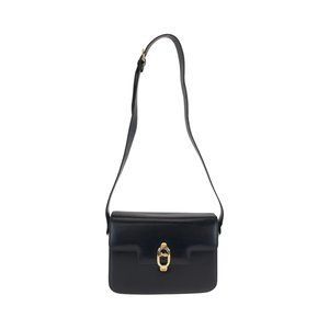 CELINE Vintage Black Leather Shoulder Bag